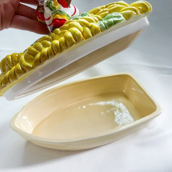 Fitz and Floyd Red Lacquer Rio Rita Banana Boat Covered Dish, Vintage Rare - Picture 8 of 12